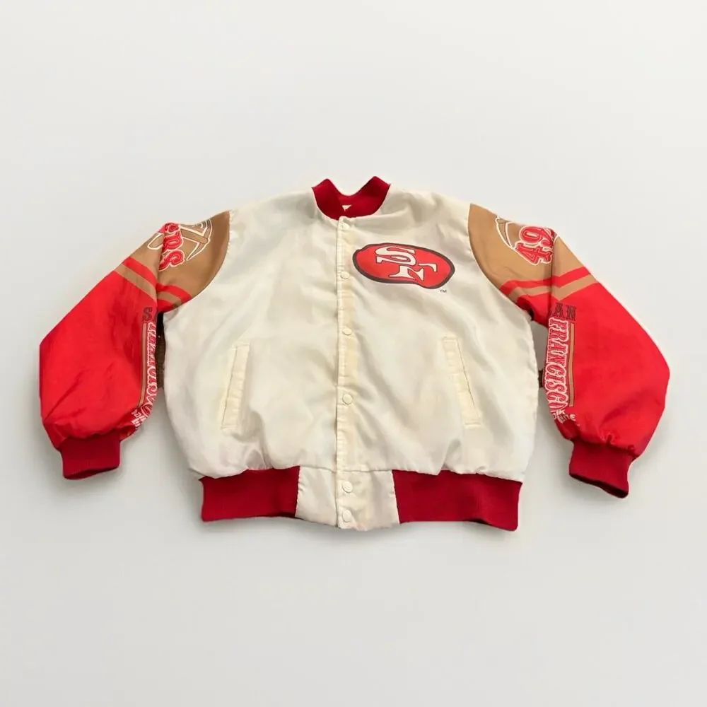 Vtg 80s Chalkline San Francisco 49ers Snap On Fanimation Football Jacket L LARGE